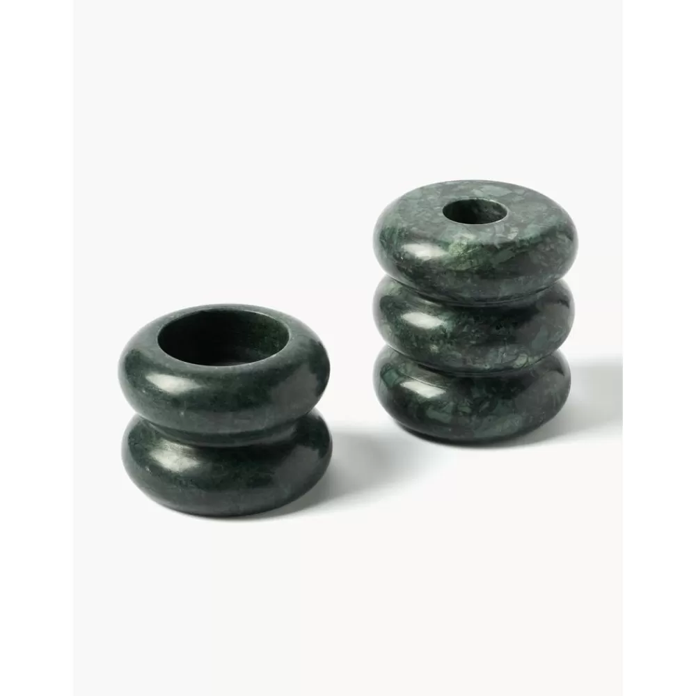 Westwing Collection Portavelas^Set De Portavelas Y Candelabros 2En1 De Marmol Orta, 2 Uds.
