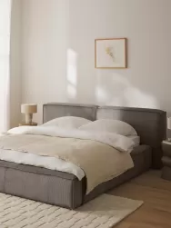Westwing Collection Cama Tapizada En Pana Lennon, Con Espacio De Almacenamiento