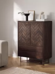 Westwing Collection Chiffonnier Con Cajones Y Puertas De Madera De Mango Maciza Luca