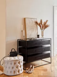 Westwing Collection Comoda Cajonera Lyle, Con Tablero De Cristal
