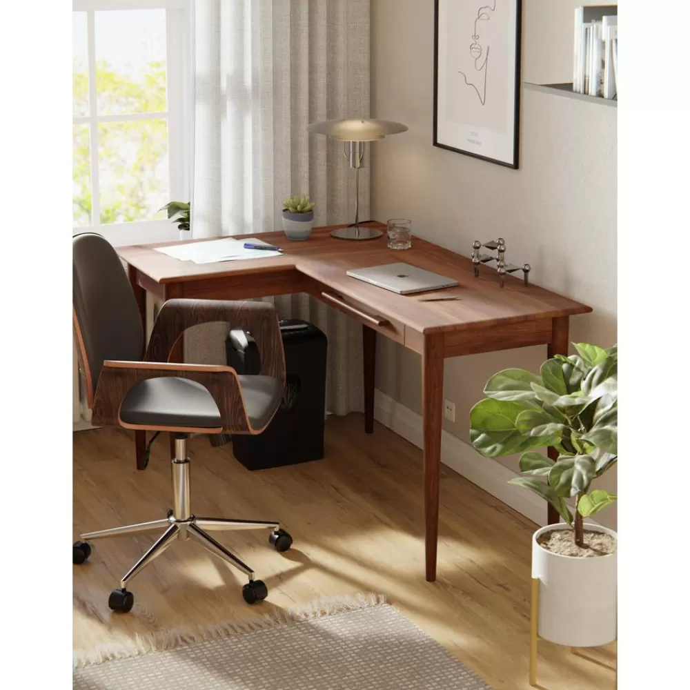 Westwing Collection Escritorios^Escritorio Esquinero De Madera De Mango Con Cajones Paul