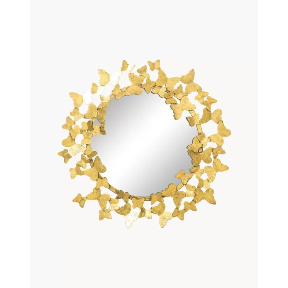 Westwing Collection Espejos De Pared^Espejo De Pared Redondo De Metal Butterfly, Estilo Vintage