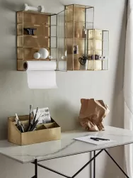 Nordal Estanteria De Pared De Metal Y Vidrio Ada