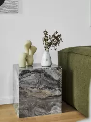 Westwing Collection Mesa Auxiliar En Look Marmol Lesley