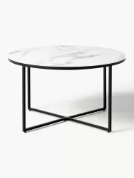 Westwing Collection Mesa De Centro Antigua, Tablero De Vidrio En Aspecto Marmol