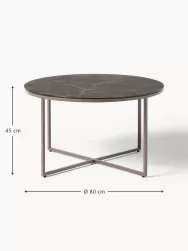 Westwing Collection Mesa De Centro Antigua, Tablero De Vidrio En Aspecto Marmol