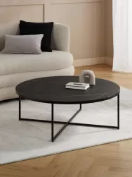 Westwing Collection Mesa De Centro Grande Antigua, Tablero De Vidrio En Aspecto Marmol
