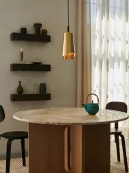 Audo Copenhagen Mesa De Comedor Androgyne, Tablero De Piedra Arenisca, O 120 Cm