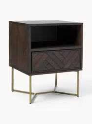 Westwing Collection Mesilla De Noche De Madera De Mango Maciza Luca, Con Cajon