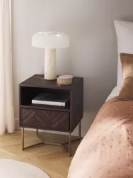 Westwing Collection Mesilla De Noche De Madera De Mango Maciza Luca, Con Cajon