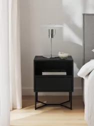 Westwing Collection Mesilla De Noche De Madera De Mango Maciza Luca, Con Cajon