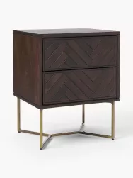 Westwing Collection Mesilla De Noche De Madera De Mango Maciza Luca, Con Cajones