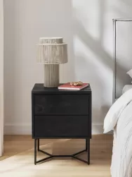 Westwing Collection Mesilla De Noche De Madera De Mango Maciza Luca, Con Cajones