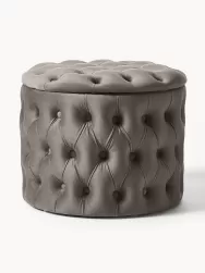 Westwing Collection Puf De Terciopelo Chiara, Con Espacio De Almacenamiento