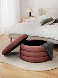 Westwing Collection Puf Grande En Tejido Boucle Alto, Con Espacio De Almacenamiento