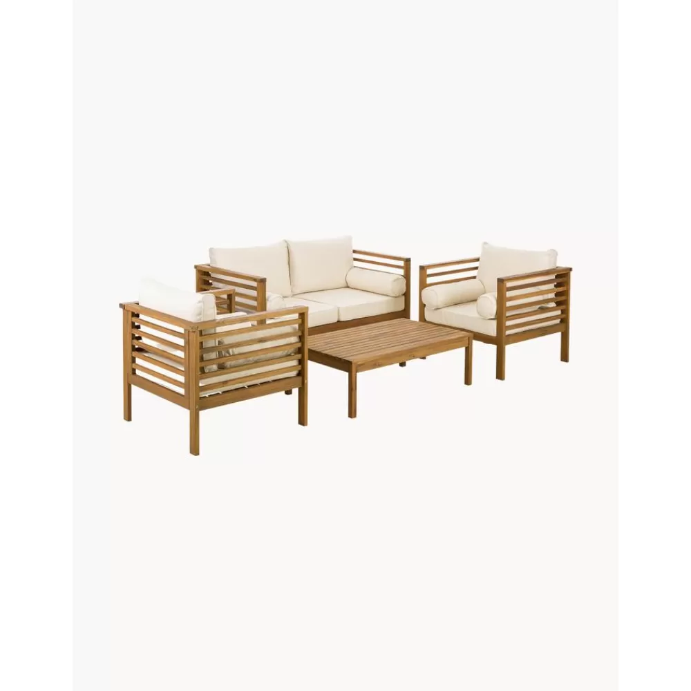 Westwing Collection Muebles De Jardin^Set Lounge Para Exterior De Madera De Acacia Bo, 4 Pzas.