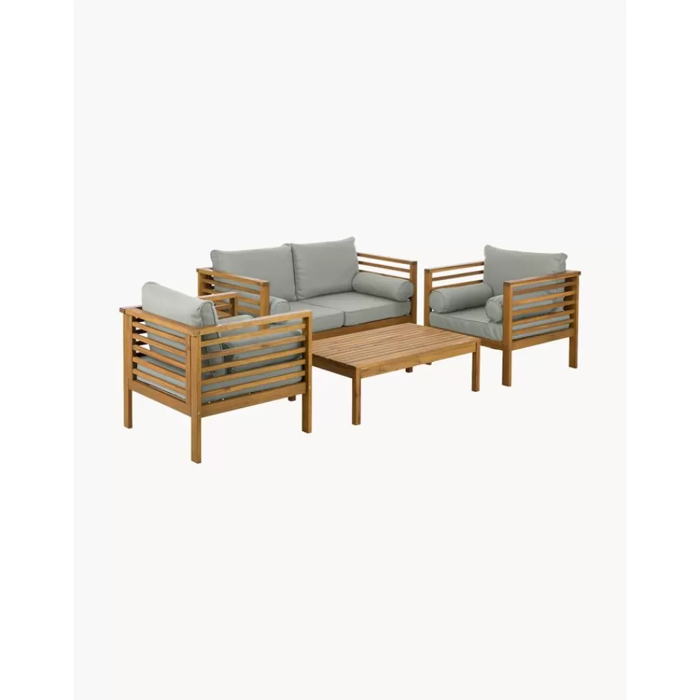 Westwing Collection Muebles De Jardin^Set Lounge Para Exterior De Madera De Acacia Bo, 4 Pzas.