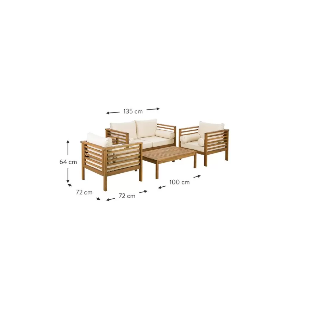Westwing Collection Muebles De Jardin^Set Lounge Para Exterior De Madera De Acacia Bo, 4 Pzas.
