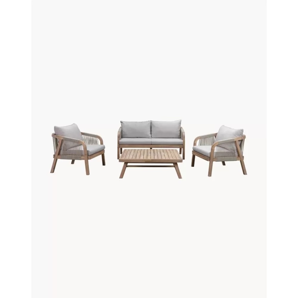Westwing Collection Muebles De Jardin^Set Lounge Para Exterior De Madera De Acacia Lu, 4 Pzas.
