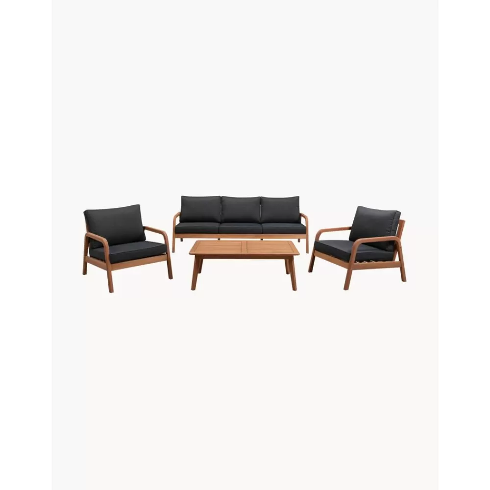 Westwing Collection Muebles De Jardin^Set Lounge Para Exterior De Madera De Eucalipto Bergen, 4 Pzas.