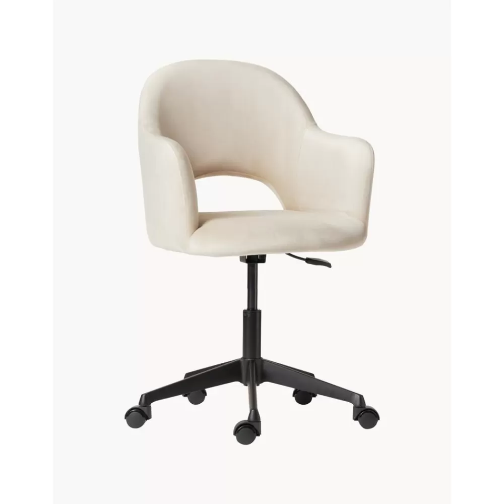 Westwing Collection Sillas De Escritorio^Silla De Oficina Con Reposabrazos De Terciopelo Rachel, Altura Regulable