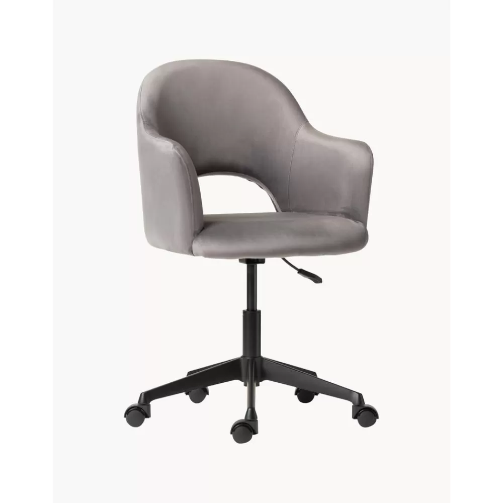 Westwing Collection Sillas De Escritorio^Silla De Oficina Con Reposabrazos De Terciopelo Rachel, Altura Regulable