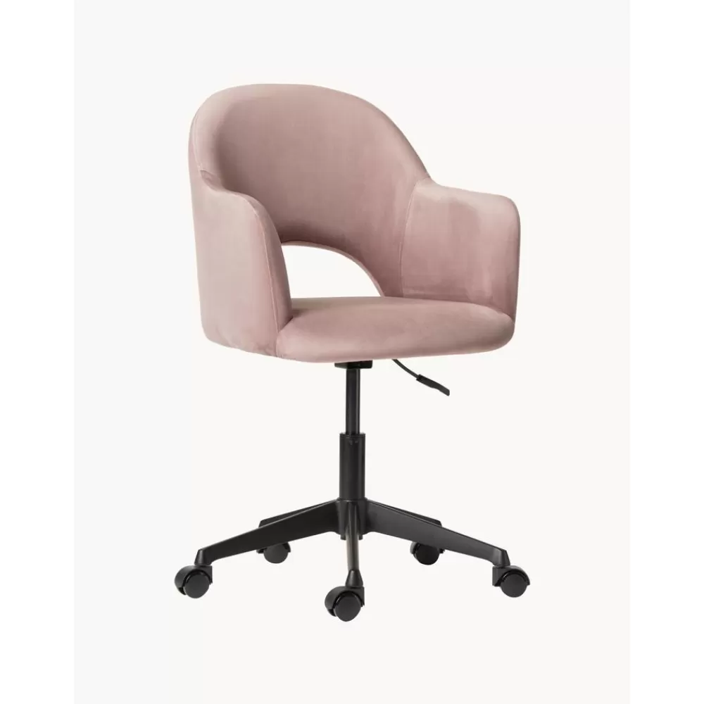 Westwing Collection Sillas De Escritorio^Silla De Oficina Con Reposabrazos De Terciopelo Rachel, Altura Regulable