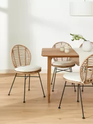Westwing Collection Sillas De Ratan Con Cojin Cordula, 2 Uds.
