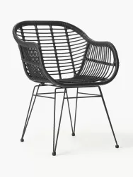 Westwing Collection Sillas De Ratan Con Reposabrazos Costa, 2 Uds.