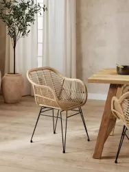 Westwing Collection Sillas De Ratan Con Reposabrazos Costa, 2 Uds.