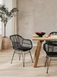 Westwing Collection Sillas De Ratan Con Reposabrazos Costa, 2 Uds.