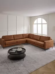 Westwing Collection Sofa Rinconera Extra Grande De Cuero Reciclado Hunter