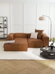 Westwing Collection Sofa Rinconera Modular De Cuero Lennon