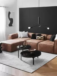 Westwing Collection Sofa Rinconera Modular De Cuero Lennon (4 Plazas)