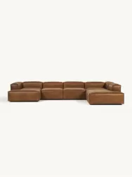 Westwing Collection Sofa Rinconera Modular De Cuero Reciclado Lennon