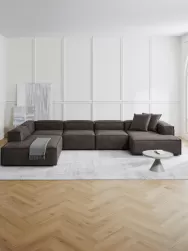 Westwing Collection Sofa Rinconera Modular De Cuero Reciclado Lennon