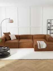 Westwing Collection Sofa Rinconera Modular De Cuero Reciclado Lennon