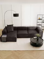 Westwing Collection Sofa Rinconera Modular De Cuero Reciclado Lennon