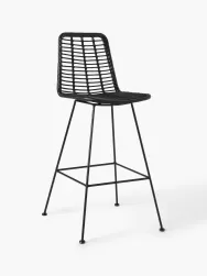 Westwing Collection Taburete Alto Con Respaldo De Mimbre Costa